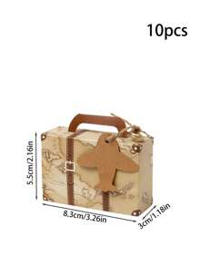 10pcs Creative Mini Luggage Candy Box Gift Box With Map & Vintage Aircraft Print For Travel Themed Party,Christmas