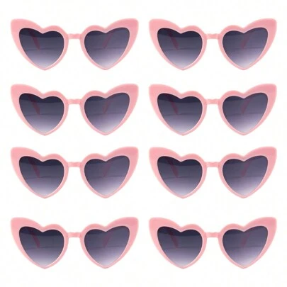8PCS Women Vintage Heart Party Glasses, Fashion Cat Eye Heart Glasses For Bridal Shower, Bachelor Party, Wedding, Bride Team Favor, Fashion Accessory(A Little Scratch, Please Do Not Order)
