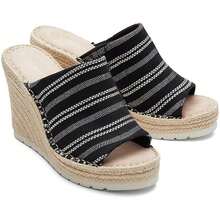 TOMS Monica Mule Womens Open Toe Slip On Wedge Sandals - Black Global Stripe - View 3
