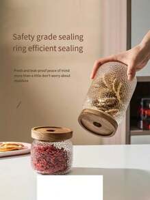 1pc Coffee Storage Jar, Sealed Canister, Glass Bottle, Powder Container, Vacuum Canister - White - View 5