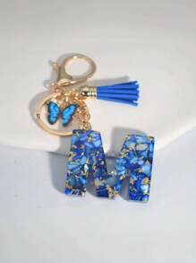 1 Miếng Không giới tính Dễ thương Tua Loại bướm Polyresin Chữ cái Móc chìa khóa , Cái túi Đồ trang trí , Hoàn hảo Qủa tặng Đối với Bạn - Xanh đậm - Xem 17