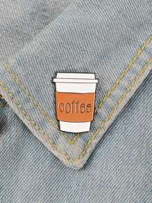 1pc Creative Coffee Cup Shaped Brooch Pin Cartoon Badge Can Be Paired With Clothes, Bags As Fashionable Jewelry Accessories, Suitable For Men And Women In Daily Wear