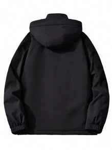 女士户外连帽夹克，防风衣，徒步夹克，秋冬季，抓绒，滑雪服 - 黑色 - 查看 4