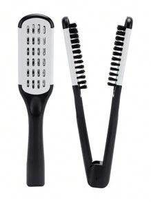Straightening Comb Hair Styling Tool, Boar Bristle Paddle Brush, V-Shaped Smoothing Comb, Hair Styling Brush - Black and White - View 8