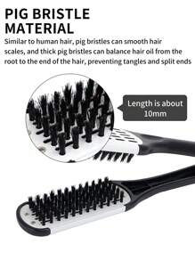 Straightening Comb Hair Styling Tool, Boar Bristle Paddle Brush, V-Shaped Smoothing Comb, Hair Styling Brush - Black and White - View 2