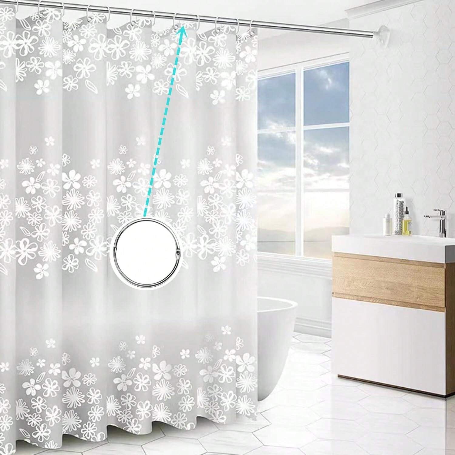 12pcs Silver Creative Circular Buckle Decorative Shower Curtain Hooks With Strong LoadBearing