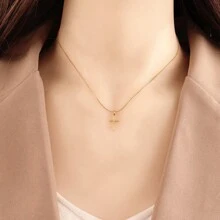 1件不锈钢十字架吊坠项链，女士金色精致链条项链，女士首饰 - Cross - 查看 6