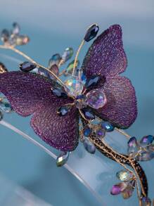 1 chiếc băng đô hình bướm lãng mạn dành cho nữ, phụ kiện đội đầu kiểu cổ tích, phụ kiện dự tiệc công chúa chủ đề rừng, quà tặng sinh nhật, phụ kiện tóc cưới. - Màu tím - Xem 3