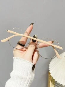 1 件女士圆框电脑眼镜，防眼疲劳，适合办公室、学生、休闲装、电脑、电视、游戏、智能手机使用 - 米色 - 查看 2