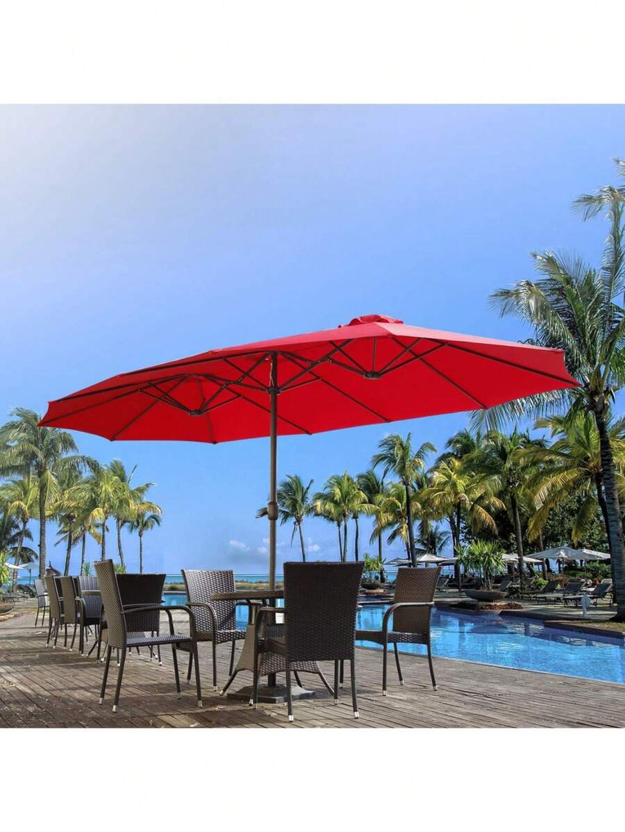 YODOLLA 4.5x2.7m Outdoor Patio Umbrella DoubleSided Market Umbrella