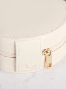 1pc Heart Shaped Jewelry Storage Box For Rings And Necklaces Back To School - Beige - View 3