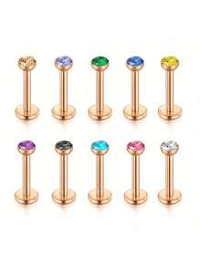 CIZME 10 件唇环唇钉软骨耳环，唇钉耳屏软骨 16G 6MM 8MM 耳钉，内螺纹不锈钢，螺旋唇梦露美杜莎海螺，多功能穿孔珠宝 - 內螺紋 - 查看 14