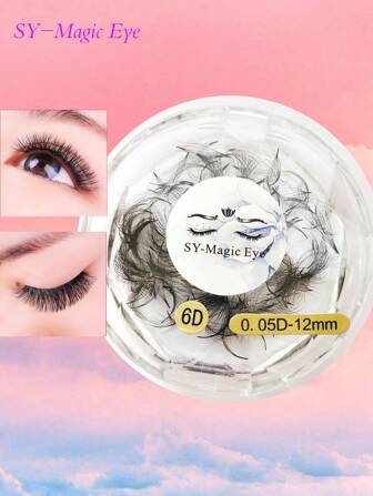 每盒300支,尖錐型窄幹預製扇形睫毛延長,6d,厚度0.05毫米,自然柔軟,適用於派對和旅行,方便攜帶,手工移植假睫毛