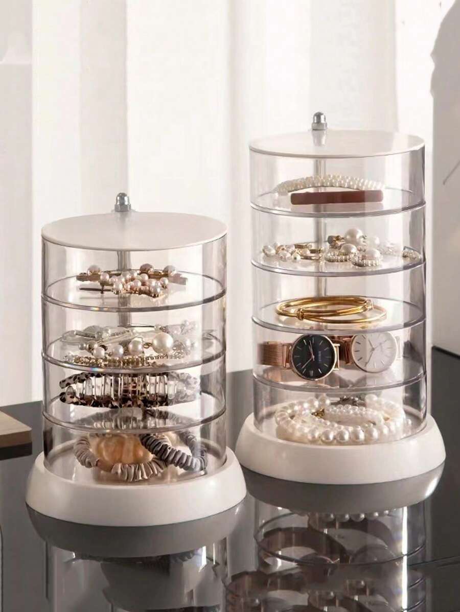 1pc Multilayer Visual Rotatable Jewelry Storage Box Beauty Personal Small Object Rack