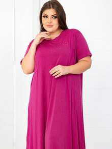 Plus Size Dresses - 玫瑰紅 - 查看 2