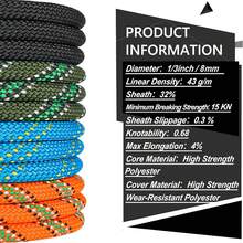 48-Braided Outdoor High Strength 8mm 10M(30ft) Static Rock Climbing Rope, Safety Ropes, Rappelling Rope, Rescue Parachute Rope - Blue - View 6