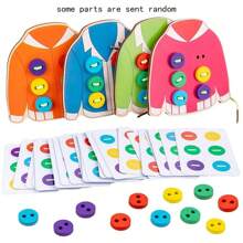 1 袋儿童早教衣服穿线扣子游戏生活技能教学辅助工具缝纫扣子训练儿童板玩具 DIY - 彩色 - 查看 9