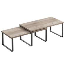 SONGMICS Étagère à Épices, Lot de 2, Organisateur de Placard, Étagère de Rangement de Cuisine Extensible, Porte-épices Empilable, en Métal, Bois d'Ingénierie - Camel - Voir 2