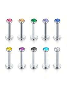 CIZME 10 件唇环唇钉软骨耳环，唇钉耳屏软骨 16G 6MM 8MM 耳钉，内螺纹不锈钢，螺旋唇梦露美杜莎海螺，多功能穿孔珠宝 - 內螺紋 - 查看 19