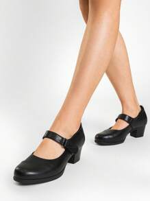 Women's Chunky Low Block Closed Toe Heels Round Toe Mary Janes Pumps Elegant Comfortable Classic Dress Work Shoes - màu đen - Xem 7