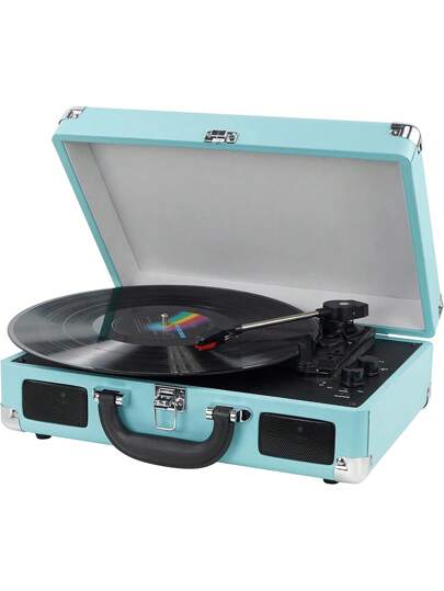  DIGITNOW! Portable 3 Speed Belt Drive Stereo Record Player With Built-In Speakers, Support RCA Output/3.5mm Aux Input/Headphone Jack/MP3, Mobile Phone Music Playback