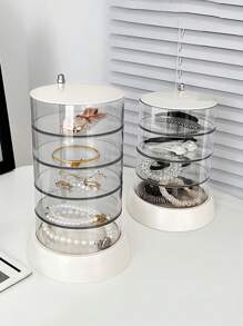 1pc Multilayer Visual Rotatable Jewelry Storage Box Beauty Personal Small Object Rack