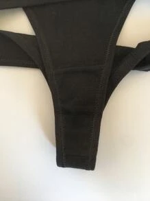 5 条装女士纯黑色性感丁字裤