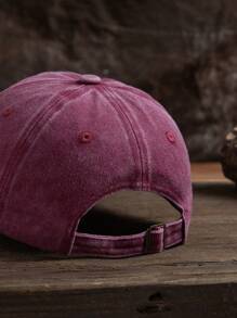 1 Miếng Không giới tính Màu thuần Ngoài trời Giải trí Có thể điều chỉnh Denim mùa giặt Mũ bóng chày - Màu Đỏ Sâu - Xem 3