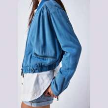 FREE PEOPLE Knock Out Siren Bomber Jacket In Coastal - Coastal - View 3