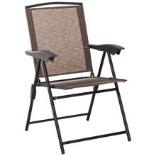 Outsunny Conjunto Mesa y 2 Sillas Muebles para Jardín Exterior Patio Terraza Silla Plegable Respaldo Reclinable a 4 Niveles Texteline Marco Acero Marrón - Marrón - Ver 6