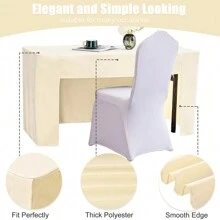2 Pack Open Back Fitted Rectangle Tablecloths 72 X 30 Inch/96 X 30 Inch, Black Table Clothes For 6/8 Foot Tables, Washable Thick Polyester Fitted Table Cover For Parties, Wedding, Banquet, Trade Show - 米色 - 查看 9