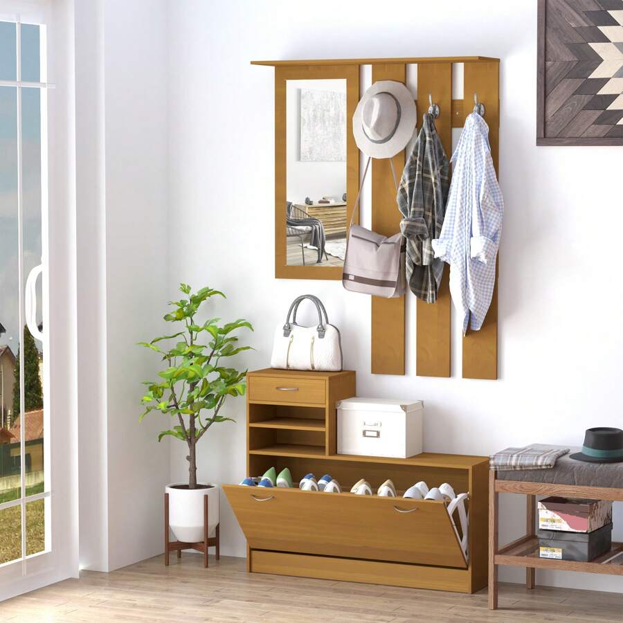 HOMCOM Coat Racks - ブラウン - チェックする 1