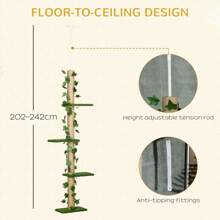 PawHut 242cm Floor To Ceiling Cat Tree For Indoor Cats With Leaves, Height Adjustable Cat Climbing Tower With Scratching Post, Anti-Slip Kit - Green - View 6