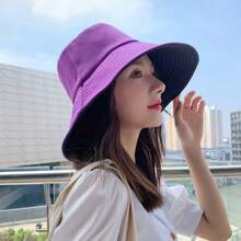 New Spring Summer Style Women's Double-Sided Outdoor Bucket Hat, Sun Hat, Fashionable, Versatile, With Large Brim Casual - Bird's Eye Bucket Hat - View 4