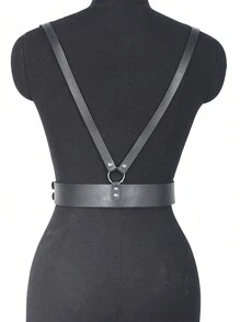 1pc Functional Punk Style Studded Strap Waist Belt Fashionable Versatile Vest Waistband Suitable For Daily Wear And Performance Costumes - Black - View 4