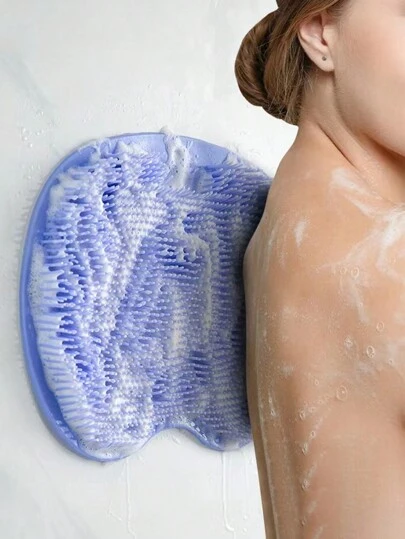 1pc Silicon Slouchy Bathing Brush For Massaging & Cleaning Back, With Suction Cup For Attaching To Bathrooms, Walls, Floors, Etc.,Bag,Organizer,Storage,Hair Clips