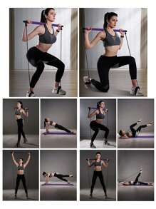 1 件多功能普拉提棒、瑜珈健身拉筋、深蹲提臀阻力棒、家用健身棒、拉繩 - 彩色 - 查看 6