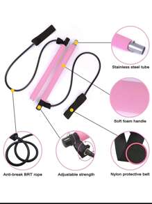 1 件多功能普拉提棒、瑜珈健身拉筋、深蹲提臀阻力棒、家用健身棒、拉繩 - 彩色 - 查看 5