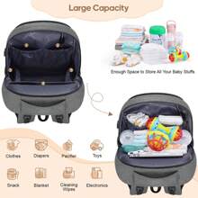 UKEIN Baby Diaper Bag Backpack, Multifunction Portable Large Capacity Travel Baby Changing Bags, Changing Pad, Pacifier Case, Stroller Straps , Baby Registry Search, Baby Diaper Bags For Boys & Girls,Newborn Baby Shower Gifts - 灰色 - 查看 4