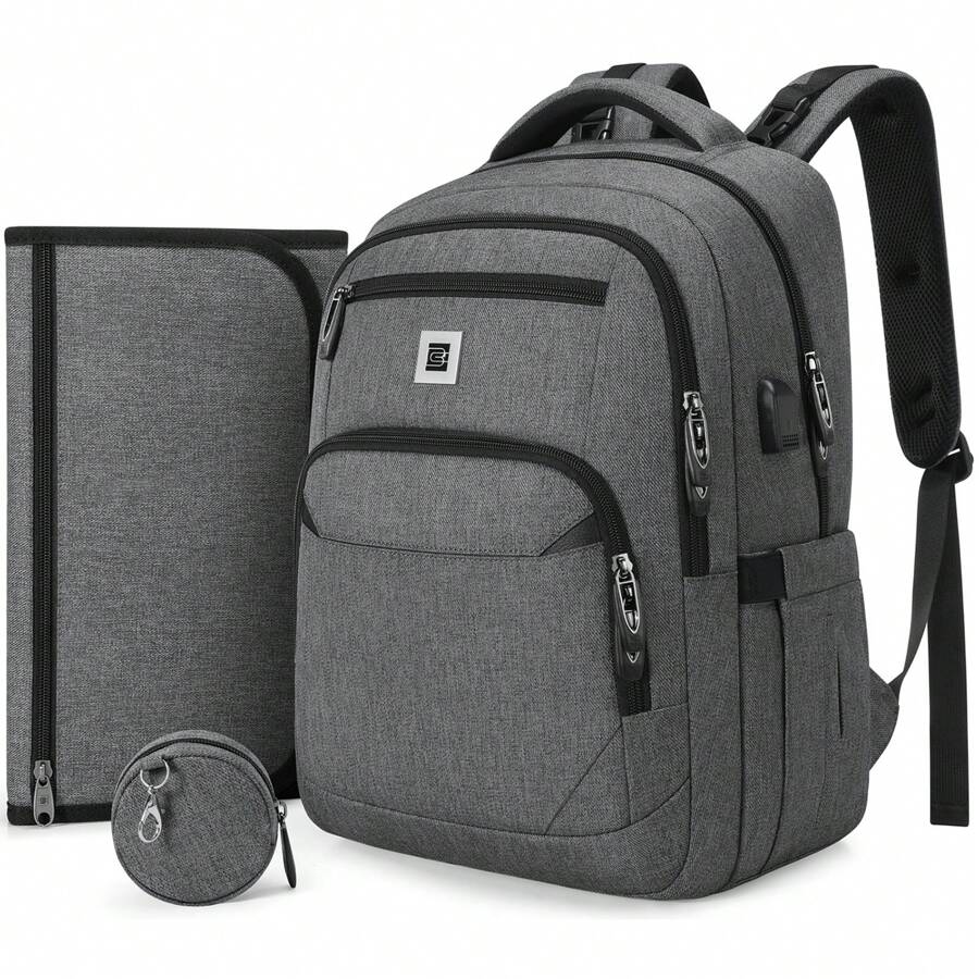 UKEIN Baby Diaper Bag Backpack, Multifunction Portable Large Capacity Travel Baby Changing Bags, Changing Pad, Pacifier Case, Stroller Straps , Baby Registry Search, Baby Diaper Bags For Boys & Girls,Newborn Baby Shower Gifts - 灰色 - 查看 1