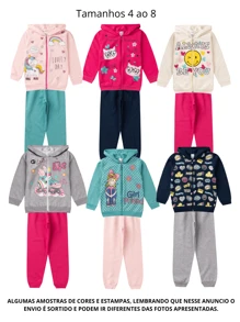 2 Conjuntos Moletom Infantil Juvenil de MENINA ou MENINO 1 ao 16 KIT SORTIDO - Rosa Bebê - Visão 4