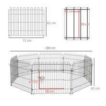 PawHut Parc enclos chiots animaux domestiques pour chiens lapins rongeurs petits animaux intérieur et extérieur diamètre 180 cm 8 panneaux 71 x 61 cm noir - Noir - Voir 4