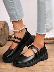 Của phụ nữ Đen Giày Mary Jane Với Dày Gót chân , Dày Đế , Tiếng Anh Phong cách , Thích hợp Đối với In Mùa Xuân Hoặc Mùa thu - màu đen - Xem 7