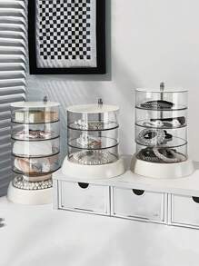 1pc Multilayer Visual Rotatable Jewelry Storage Box Beauty Personal Small Object Rack