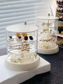 1pc Multilayer Visual Rotatable Jewelry Storage Box Beauty Personal Small Object Rack