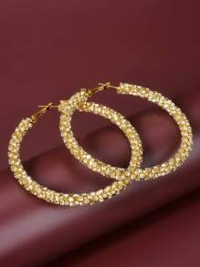 1對時尚鑲鑽女式耳環，萬用C型耳環，個性化選擇用於節慶、派對、婚禮等場合 - 銀色 - 查看 2