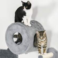 PawHut 4PCs Wall Mounted Cat Tree Cat Wall Furniture With Platforms, Steps, Scratching Post, Perch, Cat House For Indoor Cats - 灰色 - 查看 6