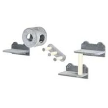 PawHut 4PCs Wall Mounted Cat Tree Cat Wall Furniture With Platforms, Steps, Scratching Post, Perch, Cat House For Indoor Cats - 灰色 - 查看 3
