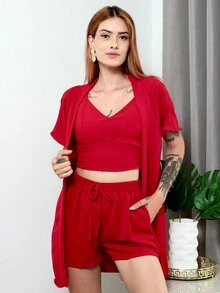 Women Two-Piece Outfits - 紅色 - 查看 6
