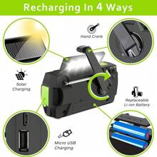 Emergency Crank Radio,4000mAh-Solar Hand Crank Portable AM/FM Weather Radio With 1W Flashlight&Motion Sensor Reading Lamp,Cell Phone Charger, SOS For Home And Outdoor - Green - View 2